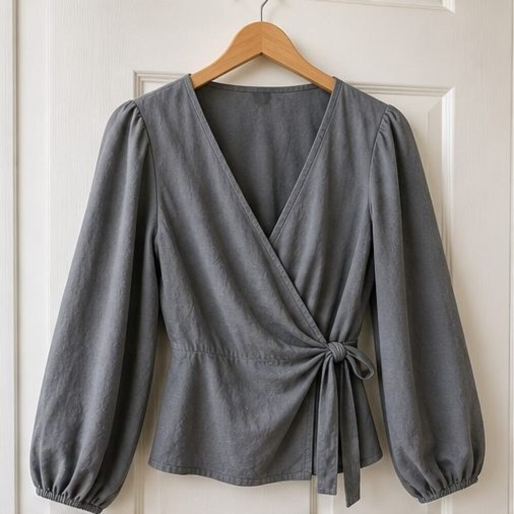 Gray Ruffle Blouse
